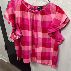 Kate Spade Pink Flutter Sleeve Blouse